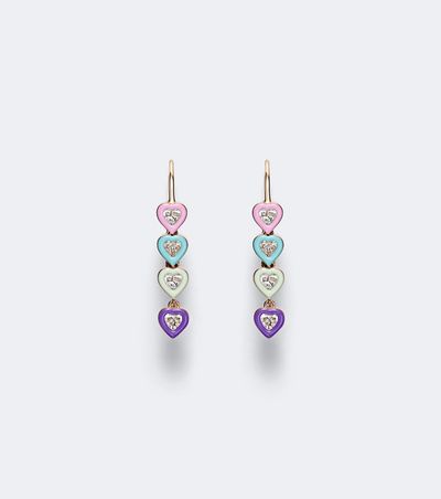 Kamyen Kamyen Candy Crush 18kt rose gold drop earrings with diamonds and enamel