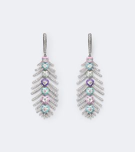 Kamyen Kamyen Candy Crush Feather 18kt white gold drop earrings with diamonds