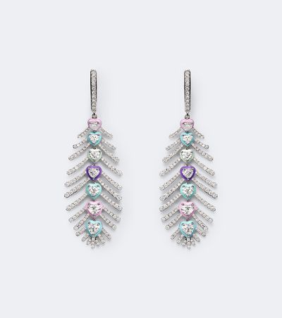 Kamyen Kamyen Candy Crush Feather 18kt white gold drop earrings with diamonds