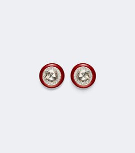 Kamyen Kamyen Candy Dots 18kt white gold and enamel earrings diamonds