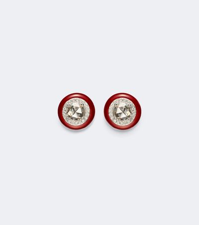 Kamyen Kamyen Candy Dots 18kt white gold and enamel earrings diamonds