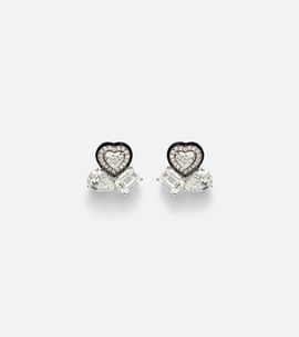 Kamyen Kamyen Cluster Heart 18kt white gold earrings with diamonds