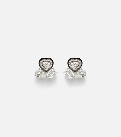 Kamyen Kamyen Cluster Heart 18kt white gold earrings with diamonds