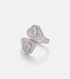 Kamyen Kamyen Gemini Heart 18kt white gold and enamel pinky ring with diamonds