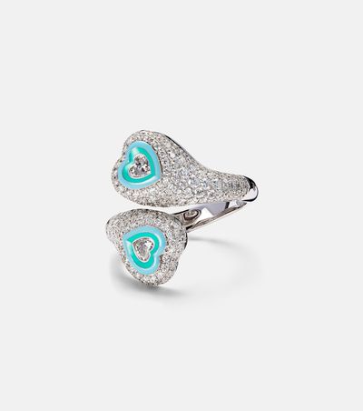 Kamyen Kamyen Gemini Heart 18kt white gold pinky ring with diamonds