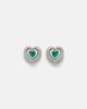 Kamyen Kamyen Heart 18kt white gold and enamel earrings with diamonds and emeralds - 1