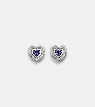 Kamyen Kamyen Heart 18kt white gold earrings with tanzanite and diamonds