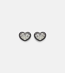Kamyen Kamyen Heartbeats 18kt white gold and enamel earrings with diamonds