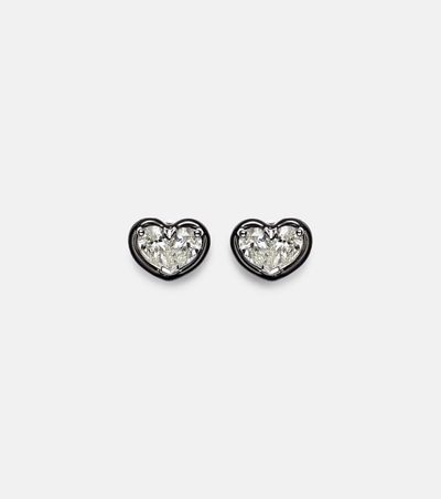 Kamyen Kamyen Heartbeats 18kt white gold and enamel earrings with diamonds