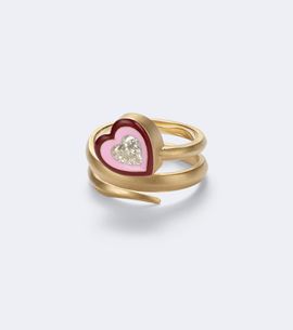 Kamyen Kamyen Love Loop 18kt gold and enamel ring with diamond