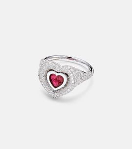 Kamyen Kamyen Manaal 2.0 18kt white gold pinky ring with ruby and diamonds