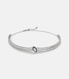 Kamyen Kamyen Marquise Solitaire 18kt white gold and enamel choker with diamonds