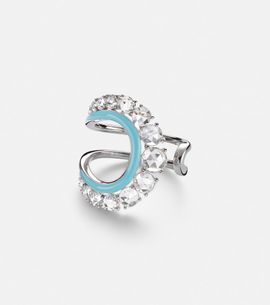 Kamyen Kamyen Moonlight 18kt white gold ring with diamonds and enamel