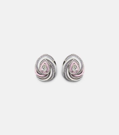 Kamyen Kamyen Oceane 18kt white gold earrings with enamel and diamonds