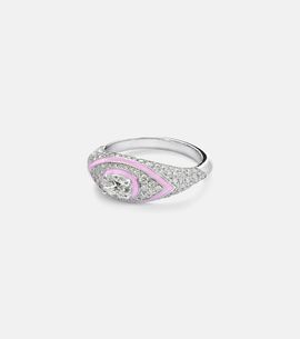 Kamyen Kamyen Oval Eye 18kt white gold and enamel ring with diamonds