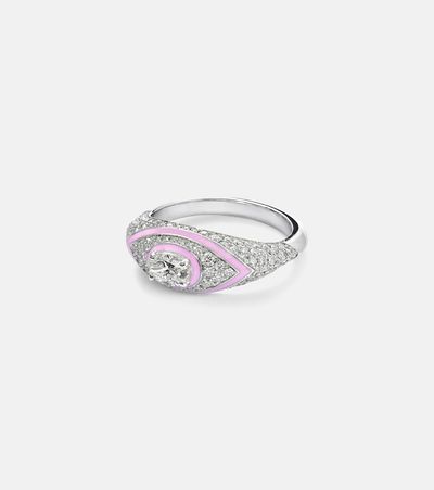 Kamyen Kamyen Oval Eye 18kt white gold and enamel ring with diamonds