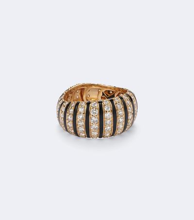 Kamyen Kamyen Sandra 18kt gold and enamel ring with diamonds