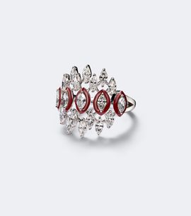 Kamyen Kamyen Tiara 18kt white gold and enamel pinky ring with diamonds