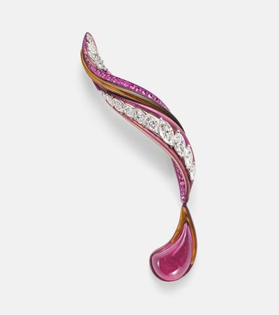 Kamyen Kamyen Titanium brooch with gemstones