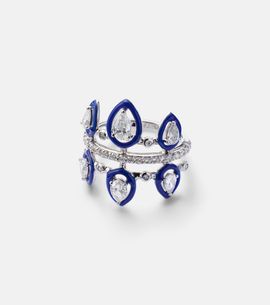 Kamyen Kamyen Tulip 18kt white gold pinky ring with diamonds and enamel