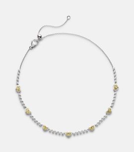 Kamyen Kamyen Twin Heart 18kt white gold and enamel choker with diamonds