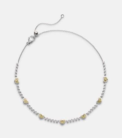 Kamyen Kamyen Twin Heart 18kt white gold and enamel choker with diamonds