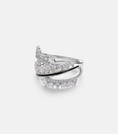 Kamyen Kamyen Twist 18kt white gold and enamel ring with diamonds