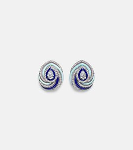 Kamyen Kamyen Twister 18kt white gold and enamel earrings with diamonds