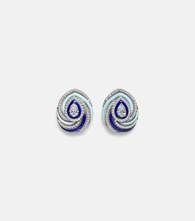 Kamyen Kamyen Twister 18kt white gold and enamel earrings with diamonds