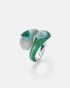 Kamyen Kamyen Ying Yang 18kt white gold and enamel ring with emeralds and diamonds - 4
