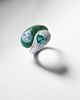 Kamyen Kamyen Ying Yang 18kt white gold and enamel ring with emeralds and diamonds - 5