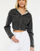 KanCan KanCan Andie Cropped Hooded Denim Jacket - 4