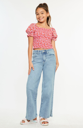 KanCan KanCan Aurora High Rise Kids Wide Leg Jeans