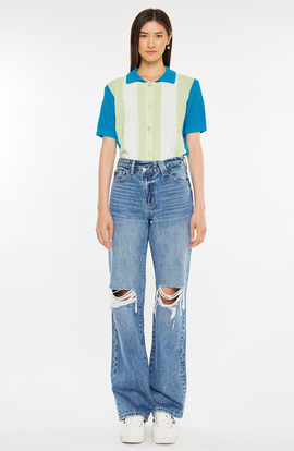 KanCan KanCan Debra Essentials High Rise 90's Criss Cross Straight Jeans
