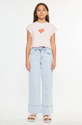 KanCan KanCan Kassie Kids High Rise Crop Wide Leg Jeans