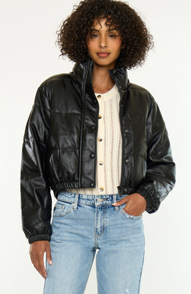KanCan KanCan Taylor Cropped Faux Leather Puffer Jacket