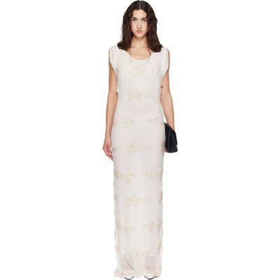 Kanika Agarwal Kanika Agarwal SSENSE Exclusive Off-White Embroidered Raglan Maxi Dress