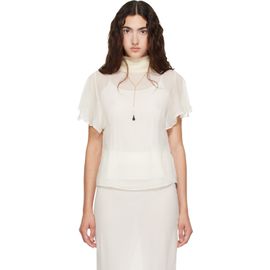 Kanika Agarwal Kanika Agarwal SSENSE Exclusive Off-White Flutter Sleeve Drap-Back Top