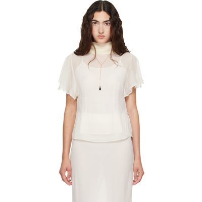 Kanika Agarwal Kanika Agarwal SSENSE Exclusive Off-White Flutter Sleeve Drap-Back Top