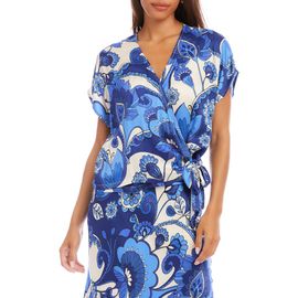 Karen Kane Karen Kane Blouson Side Tie Satin Wrap Top