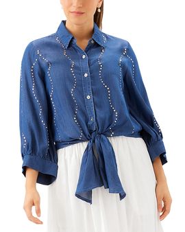 Karen Kane Karen Kane Blouson Sleeve Gemstone Denim Shirt