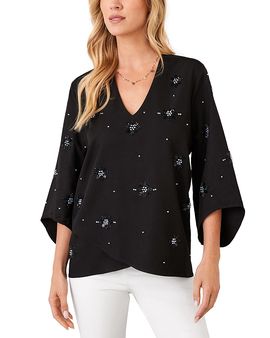 Karen Kane Karen Kane Bracelet Sleeve Embellished Asymmetric Top