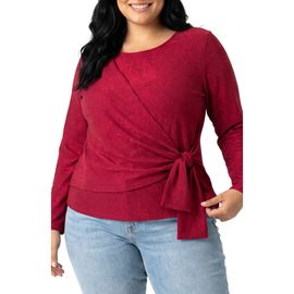 Karen Kane Karen Kane Crossover Side Tie Metallic Knit Top