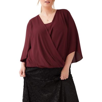 Karen Kane Karen Kane Draped Crossover Flutter Sleeve Top