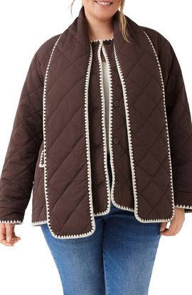 Karen Kane Karen Kane Edge Stitch Quilted Jacket with Scarf