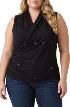 Karen Kane Karen Kane Embellished Crossover Jersey Top
