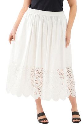 Karen Kane Karen Kane Embroidered Eyelet Cotton Midi Skirt