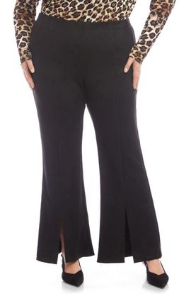 Karen Kane Karen Kane Faux Suede Front Slit Flare Pants