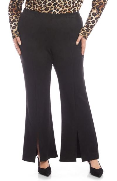 Karen Kane Karen Kane Faux Suede Front Slit Flare Pants