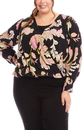 Karen Kane Karen Kane Floral Drape Front Top 